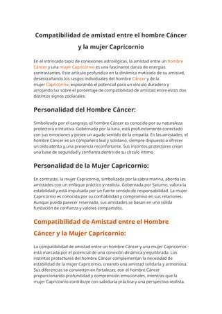 Compatibilidad de amistad entre el hombre Cáncer y la mujer Capricornio ...