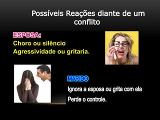 ESPOSA: 
Choro ou silêncio 
Agressividade ou gritaria. 
 