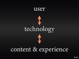 user


    technology


content & experience
                       4/49
 