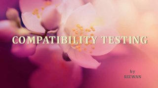 COMPATIBILITY TESTING
by
RIZWAN
 