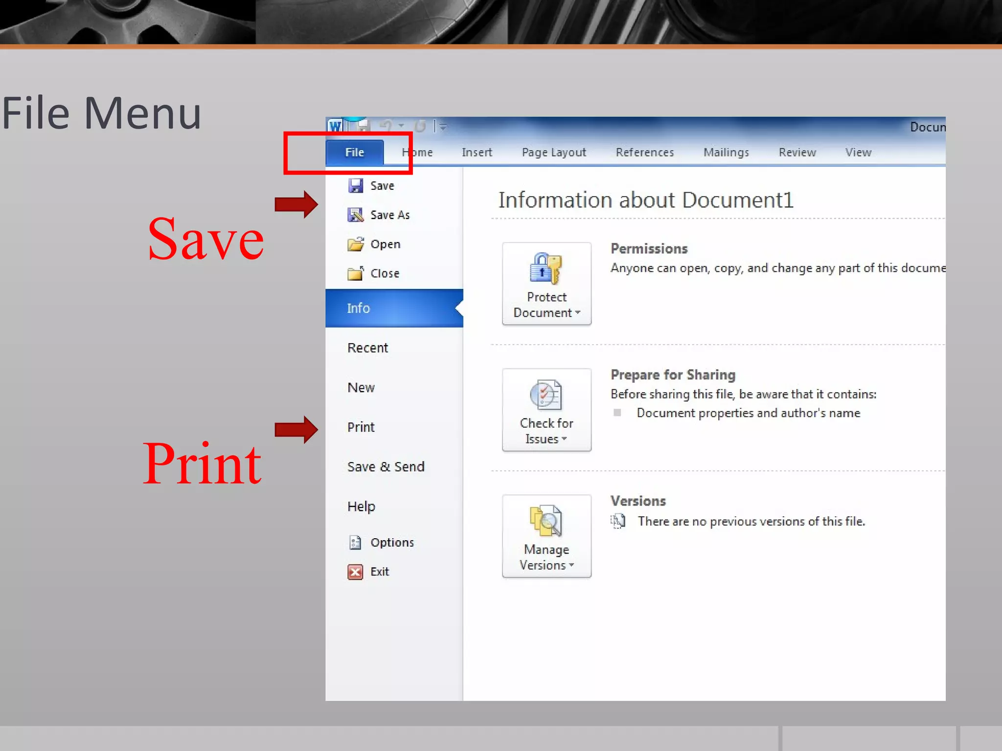 File Menu

      Save


      Print
 