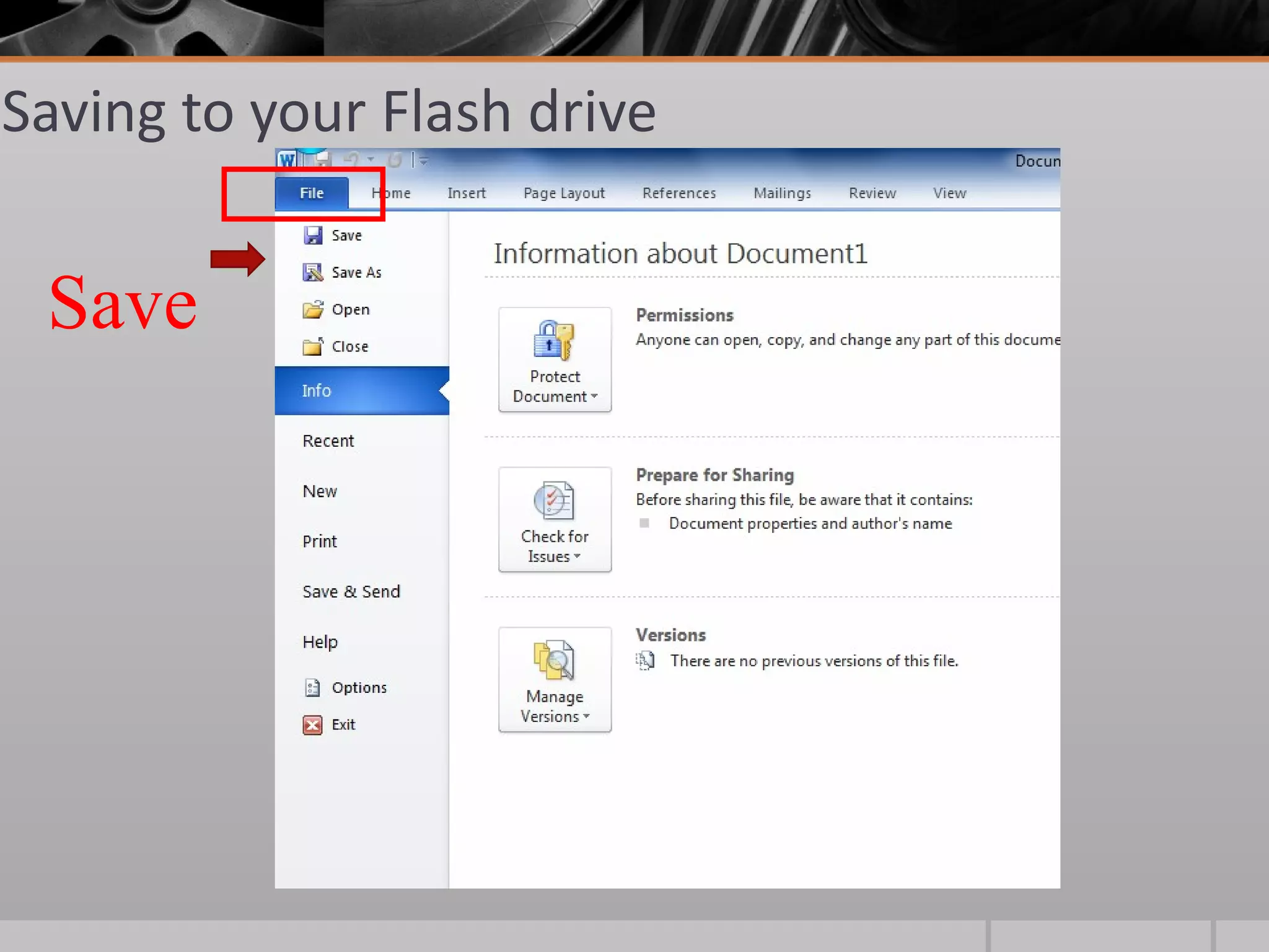 Saving to your Flash drive


 Save
 
