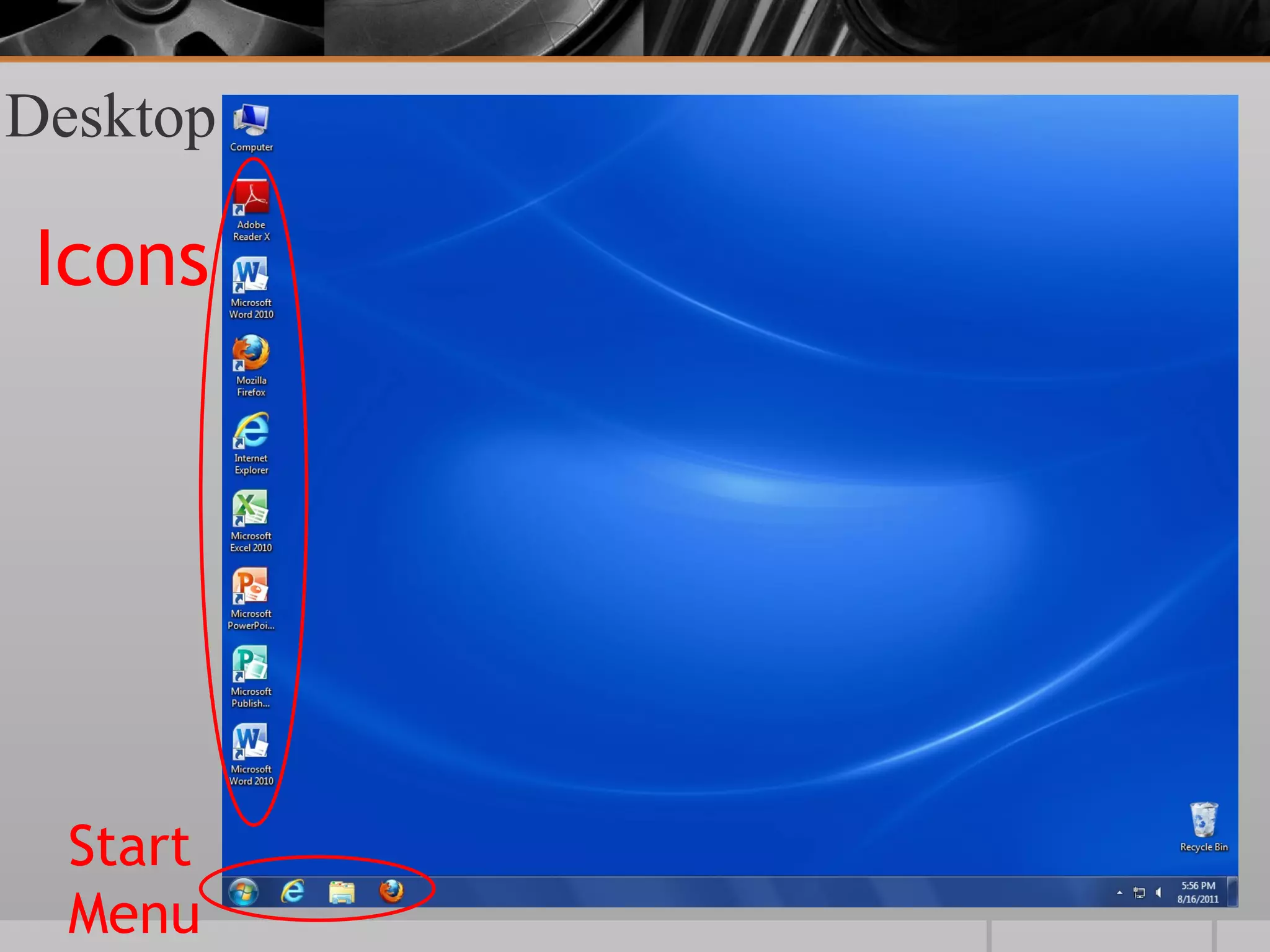 Desktop

Icons




  Start
  Menu
 