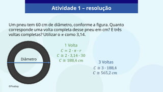 Atividade 1 – resolução
Diâmetro
1 Volta
3 Voltas
©Pixabay
 