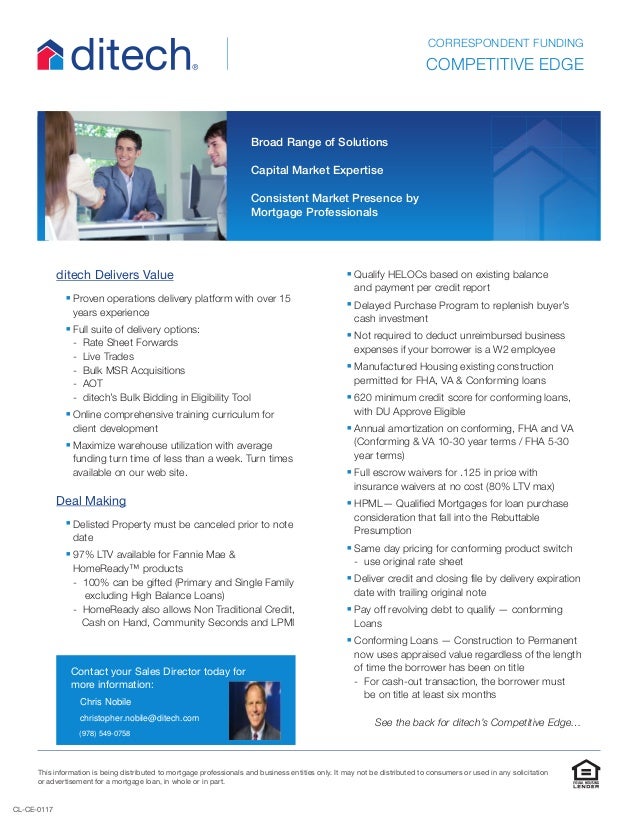 ditech correspondent lending competitive edge ditech mortgage customer service