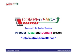 Partners in Co-Creating Success

            Process, Data and Domain driven
                     “Information Excellence”



COMPEGENCE Summary                   1                   www.compegence.com
 
