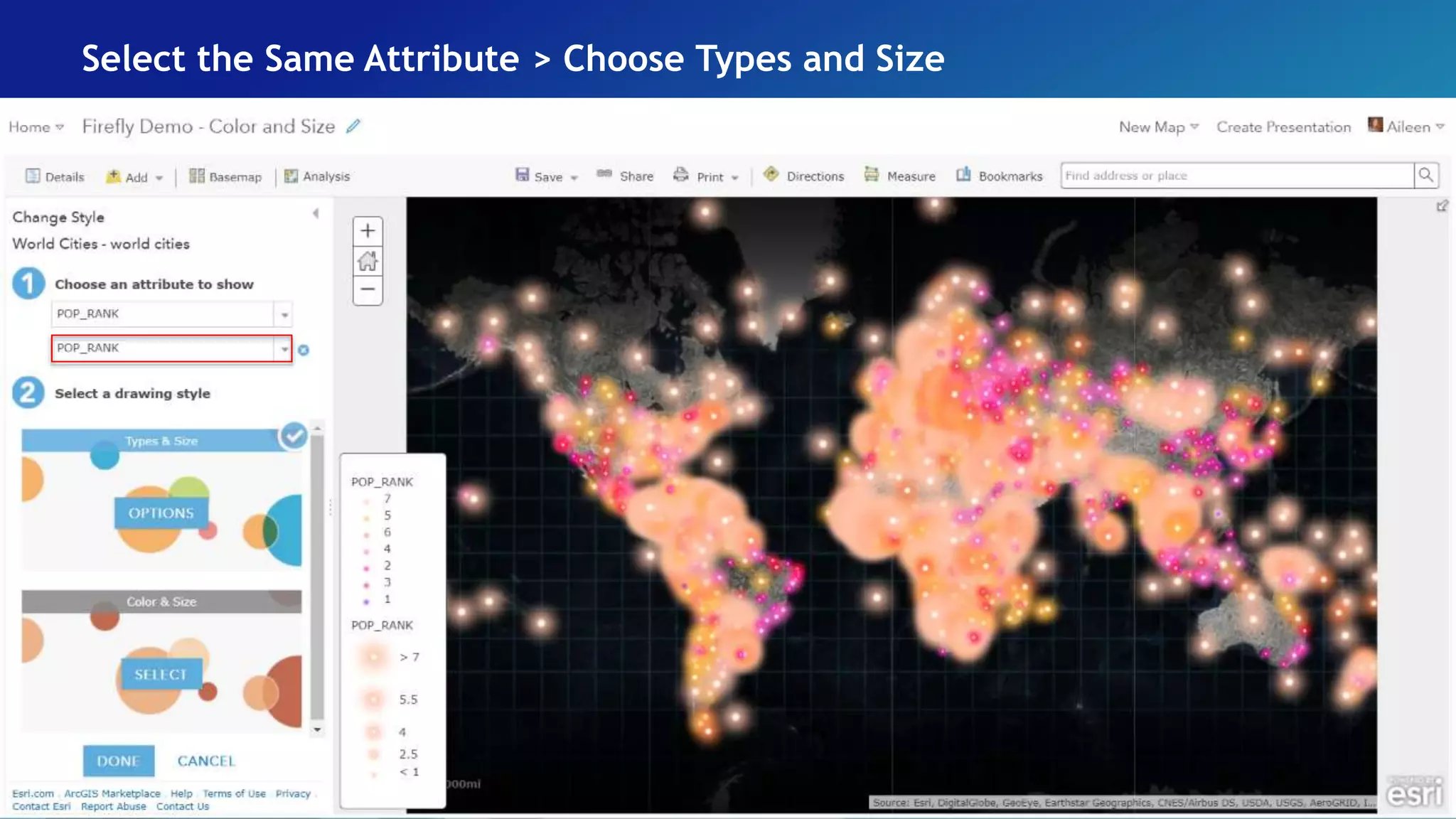 Select the Same Attribute > Choose Types and Size
 