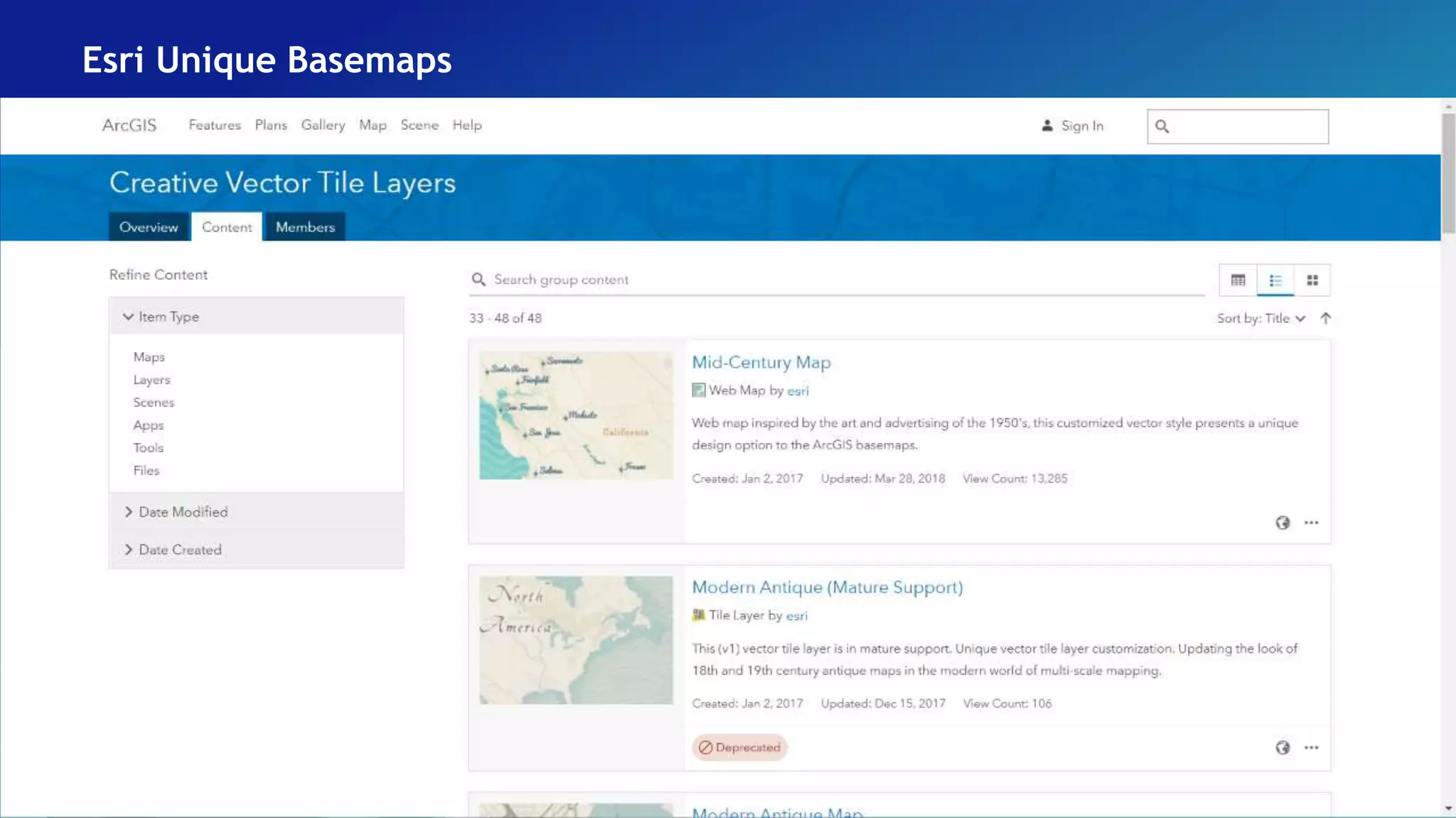 Esri Unique Basemaps
 