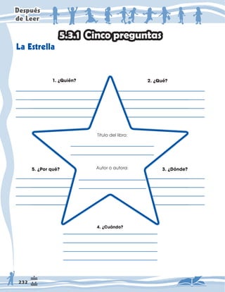 'HVSXpV
GH/HHU
$XWRURDXWRUD
7tWXORGHOOLEUR
}4XLÑQ }4XÑ
}'ÚQGH
}3RUTXÑ
}XËQGR
/D(VWUHOOD
LQFRSUHJXQWDV
 