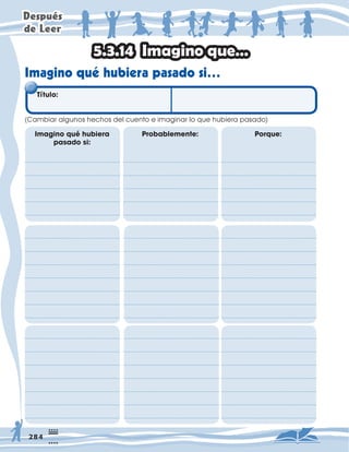 'HVSXpV
GH/HHU
7ÕWXOR
DPELDUDOJXQRVKHFKRVGHOFXHQWRHLPDJLQDUORTXHKXELHUDSDVDGR
,PDJLQRTXÑKXELHUD
SDVDGRVL
3UREDEOHPHQWH 3RUTXH
,PDJLQRTXH«
,PDJLQRTXpKXELHUDSDVDGRVL«
 