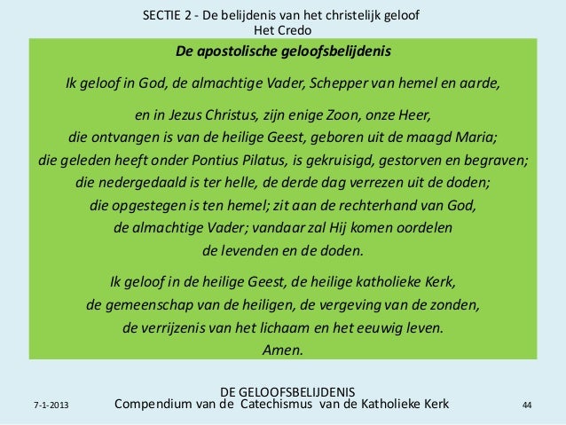 Compendium, de geloofsbelijdenis
