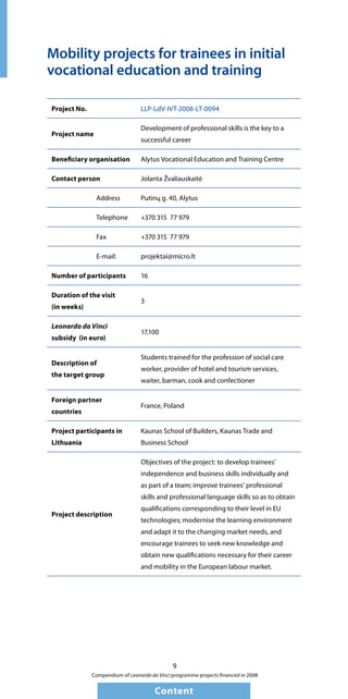 Ldv Training Compendium Of Projects Of Leonardo Da Vinci Programme Approved For ...
