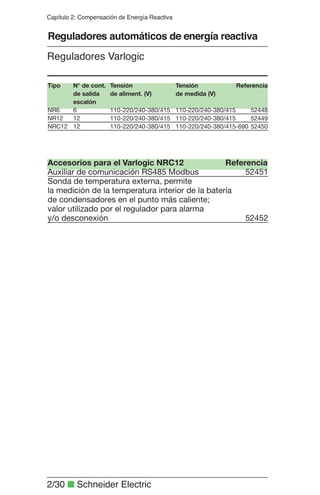 2/30 ■ Schneider Electric
Capítulo 2: Compensación de Energía Reactiva
Reguladores Varlogic
Reguladores automáticos de energía reactiva
 