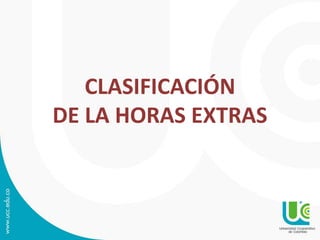 CLASIFICACIÓN
DE LA HORAS EXTRAS
 