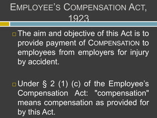 Compensation under employees compensation act | PPTX