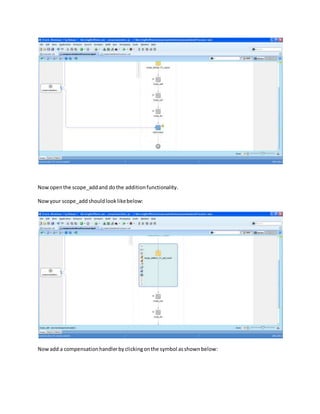 Nowopenthe scope_addand dothe additionfunctionality.
Nowyour scope_addshouldlooklikebelow:
Nowadd a compensationhandlerbyclickingonthe symbol asshownbelow:
 