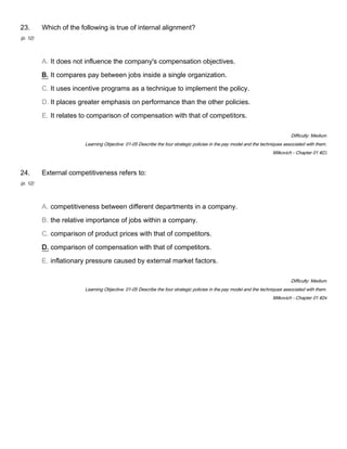 Compensation Canadian 4th Edition Milkovich Test Bank PDF