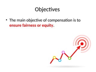 Objectives
• The main objective of compensation is to
ensure fairness or equity.
 