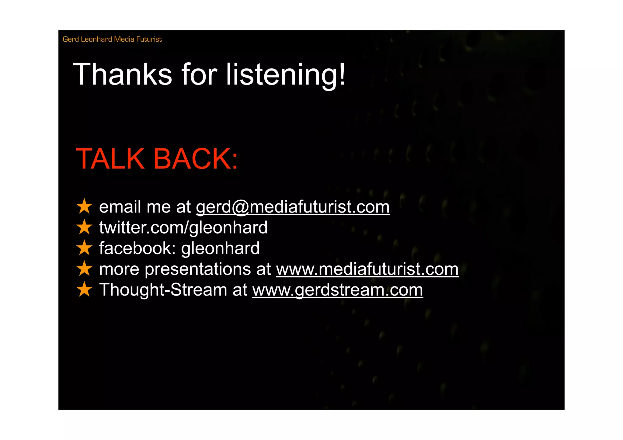 Compensation Not Control Music 2.0 Gerd Leonhard Midem Net 2009