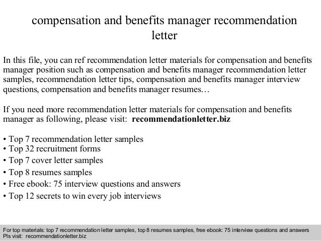 Compensation and benefit manager resume