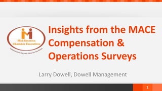 Insights from the MACE
Compensation &
Operations Surveys
Larry Dowell, Dowell Management
1

 