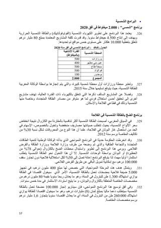 57
‫ا‬ ‫ا‬ ‫ا‬
": "2.000‫أ‬ ‫واط‬2020
326.‫ا‬ ‫ء‬ ‫ا‬ ‫ا‬ ‫ا‬ ‫ه‬)‫ا‬(‫ار‬ ‫ا‬ ‫ا‬ ‫وا‬
‫ج‬ ‫إ‬ ‫إ‬ ‫ف‬ ‫و‬4.500‫واط‬.‫ة‬ ‫ا‬ ‫ر‬ ‫ا‬ ‫آ‬ ‫رت‬ ‫و‬80‫دره‬ ‫ر‬
10.000‫ر‬ ‫ه‬‫ه‬ ‫ا‬ ‫ى‬.
‫ر‬ ‫ول‬ ‫ا‬49:‫أ‬ ‫ا‬ ‫ا‬2020
‫ا‬ ‫رة‬ ‫ا‬
)‫واط‬(
‫ا‬ ‫ا‬
500 ‫ورزازات‬
400
500 ‫ح‬
500 ‫اد‬ ‫ا‬
100 ‫ور‬
2.000 ‫ع‬ ‫ا‬
327.‫أ‬ ‫ورزازات‬ ‫و‬‫ا‬ ‫آ‬ ‫ا‬ ‫ا‬ ‫زه‬ ‫إ‬ ‫وا‬ ،‫ة‬ ‫آ‬ ‫ول‬
‫ل‬ ، ‫ا‬2015.
328.‫ر‬ ‫ف‬ ، ‫ا‬ ‫رة‬ ‫ا‬ ‫ذات‬ ‫ء‬ ‫ا‬ ‫ه‬ ‫ذآ‬ ‫ا‬ ‫ر‬ ‫ا‬ ‫و‬
‫ا‬ ‫در‬ ‫ه‬ ‫دي‬ ‫ل‬ ‫ا‬ ‫أ‬ ‫إ‬ ‫ى‬ ‫أ‬‫و‬ ،‫دة‬ ‫ا‬
‫ن‬ ‫وا‬ ‫ا‬ ‫وذ‬ ‫ا‬.
‫ا‬ ‫ا‬ ‫ا‬
329.‫ض‬ ‫ا‬ ‫زوال‬ ‫ا‬ ‫ر‬ ‫أآ‬ ‫ا‬ ‫ا‬ ‫أ‬ ، ‫ا‬ ‫ق‬ ‫ا‬
‫ل‬ ‫و‬ ‫ر‬ ، ‫ا‬ ‫اح‬ ‫ا‬‫م‬ ‫ا‬ ،‫ص‬
‫ت‬ ‫و‬ ‫ا‬ ‫ع‬ ‫ا‬ ‫ا‬ ‫ه‬ ‫أن‬ ، ‫ا‬ ‫ن‬ ‫ا‬ ‫ز‬ ‫ل‬ ‫ا‬ ‫ا‬30%
‫ا‬2012.
330.‫و‬‫ت‬ ‫ا‬ ‫ا‬ ‫آ‬ ‫ا‬ ‫أ‬ ‫ي‬ ‫ا‬ ‫ذ‬ ‫ا‬ ‫ا‬ ‫ا‬ ‫ا‬
‫ي‬ ‫وا‬ ‫ا‬ ‫وا‬ ‫دة‬ ‫ا‬‫ض‬ ‫وا‬ ‫ا‬ ‫ووزارة‬ ‫ا‬ ‫وزارة‬ ‫ف‬ ‫و‬
‫ا‬.‫زوال‬ ‫ا‬ ‫ت‬ ‫ال‬ ‫وا‬ ‫إ‬ ‫ا‬ ‫ا‬ ‫ه‬ ‫و‬)‫ا‬78%
‫ة‬ ‫ا‬(‫ا‬ ‫ات‬ ‫ا‬ ‫ا‬ ‫ن‬ ‫ا‬ ‫أو‬.‫ا‬ ‫ا‬ ‫ل‬ ‫ا‬ ‫ا‬ ‫ه‬ ‫أن‬ ‫إ‬
‫ا‬ ‫ا‬ ، ‫أو‬ ‫را‬ ‫ا‬‫إ‬ ‫إ‬50%‫وز‬ ‫دون‬ ‫ا‬
100.000‫ا‬ ‫ض‬ ‫ا‬ ‫ا‬ ‫إ‬ ، ‫دره‬.
331.‫ا‬ ، ‫ذ‬ ‫ا‬ ‫ا‬ ‫ه‬ ‫ف‬ ‫ه‬ ‫و‬400، ‫دره‬ ‫ن‬
5.000‫ي‬ ‫ا‬ ‫ا‬ ، ‫ا‬ ‫ت‬‫ا‬ ‫دا‬ ‫ا‬ ‫ل‬
‫ك‬ ‫ا‬ ‫ازي‬1.300‫ر‬ ‫دل‬ ‫وه‬ ، ‫ا‬ ‫ول‬80‫دره‬ ‫ن‬
‫ات‬ ‫ة‬ ‫ر‬ ‫ا‬ ‫داد‬ ‫ا‬ ‫و‬ ،‫ن‬ ‫وا‬ ‫زوال‬ ‫ا‬ ‫ا‬ ‫ت‬.
332.‫ز‬ ‫إ‬ ‫ر‬ ‫ن‬ ، ‫ذ‬ ‫ا‬ ‫ا‬ ‫ا‬ ‫ه‬ ‫أ‬ ‫و‬100.000
‫ن‬ ‫د‬ ‫ا‬)8(‫ازي‬ ‫دا‬ ‫ا‬ ‫ل‬ ‫وه‬ ، ‫دره‬ ‫رات‬
‫ك‬ ‫ا‬260.000‫وز‬ ‫دا‬ ‫ا‬ ‫دل‬ ‫أي‬ ، ‫ا‬ ‫ول‬ ‫ا‬,61‫دره‬ ‫ر‬
‫ا‬ ‫ت‬.
 