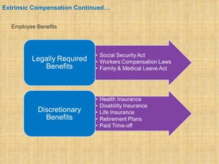 Extrinsic Compensation Continued…


  Employee Benefits
 