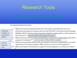 Research Tools
Human Resources Subject Guide
 