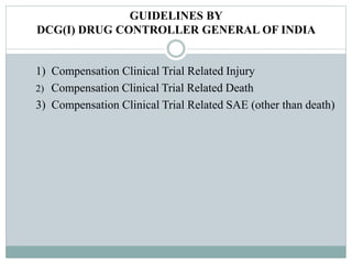 Dcgi India Compensation in clinical trial | PPTX