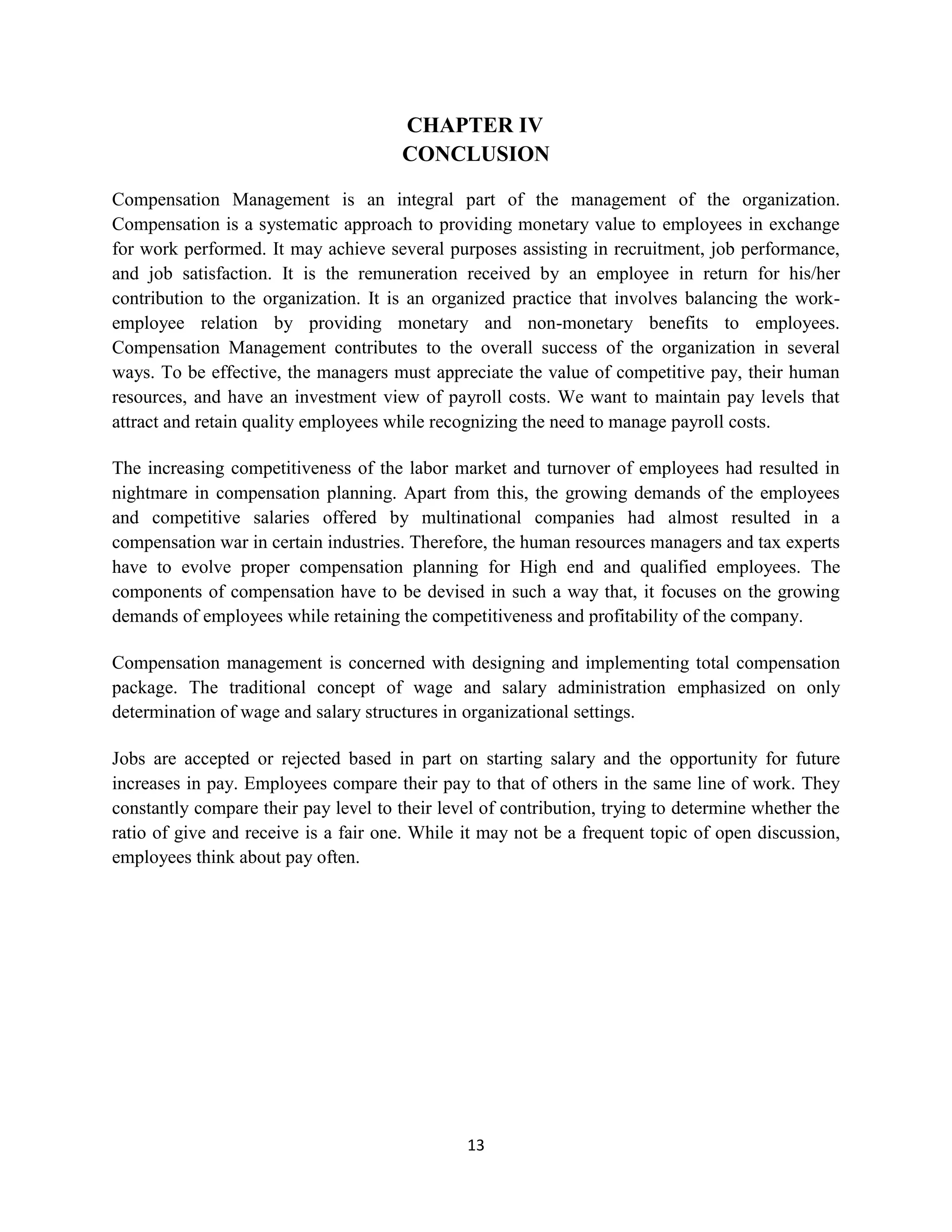 Compensation management