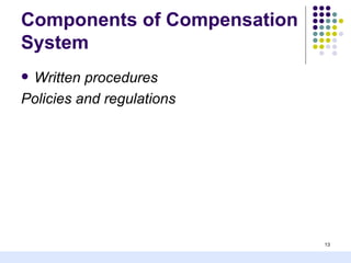Components of Compensation
System
Written procedures
Policies and regulations




                             13
 