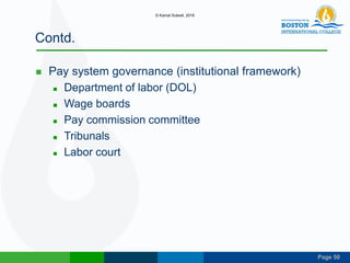 Page 50
Contd.
 Pay system governance (institutional framework)
 Department of labor (DOL)
 Wage boards
 Pay commission committee
 Tribunals
 Labor court
© Kamal Subedi, 2016
 