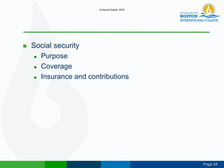 Page 54
 Social security
 Purpose
 Coverage
 Insurance and contributions
© Kamal Subedi, 2016
 