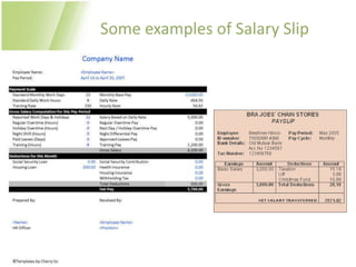 Some examples of Salary Slip
 
