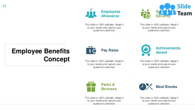 Employees
Allowance
This slide is 100% editable. Adapt it
to your needs and capture your
audience's attention.
Pay Raise
This slide is 100% editable. Adapt it
to your needs and capture your
audience's attention.
Parks &
Bonuses
This slide is 100% editable. Adapt it
to your needs and capture your
audience's attention.
Social
Security
This slide is 100% editable. Adapt it
to your needs and capture your
audience's attention.
Achievements
Award
This slide is 100% editable. Adapt it
to your needs and capture your
audience's attention.
Meal Breaks
This slide is 100% editable. Adapt it
to your needs and capture your
audience's attention.
Employee Benefits
Concept
17
 