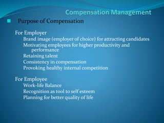  Factors affecting Compensation
Mental requirements,
Physical requirements,
Skill requirements,
Responsibility level, and...