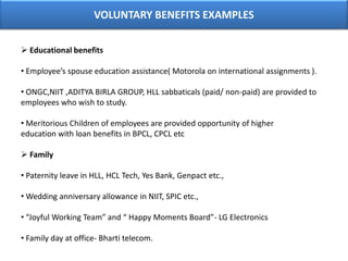  Create shared commitment in that every individual contributes to organizational performance and success.TYPES OF INCENTIVES