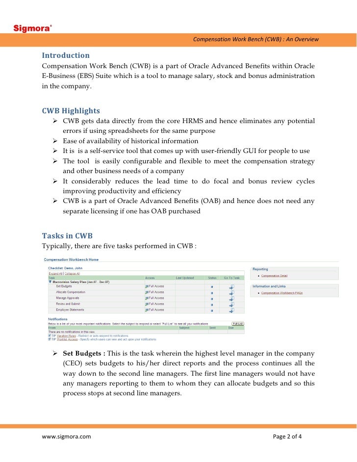 Compensation work bench_overview