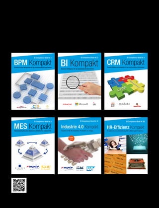 Competence Book Nr. 4
CRM KompaktCustomer Relationship Management für das kundenorientierte Unternehmen
Competence Book Nr. 2
MES KompaktManufacturing Execution Systems im Zeitalter von Industrie 4.0
WeitereCompetenceBooks
Wenn Ihnen dieses Competence Book gefallen hat, können Sie kostenlos weitere Competence Books online
herunterladen bzw. vorbestellen oder sogar als Experte und Partner dabei sein. Einige unserer Competence
Books finden Sie in dieser Aufstellung. Wir freuen uns über Ihre Mitarbeit!
Competence Book Nr. 3
BI KompaktBusiness Intelligence für das datenbasierte Unternehmen
Competence Book Nr. 1
BPM KompaktBusiness Process Management für das prozessorientierte Unternehmen
Kostenfreie Wunsch-Ausgabe bestellen oder mitmachen unter www.competence-books.de.
88 Competence Book - ERP
 