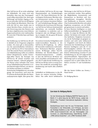 Competence Book - Business Intelligence
GRUNDLAGEN - SELF-SERVICE BI
39
Aber Self-Service BI ist nicht unbedingt
ein Selbstläufer. Als erstes wird man
feststellen, dass man den Trainingsauf-
wand völlig unterschätzt hat, denn gute
Werkzeuge und leichter Zugang zu Da-
ten ist nicht alles: Self-Service BI beginnt
in den Köpfen der Mitarbeiter. Wenn das
nicht der Fall ist, dann landet man in
einem Berichts-Chaos, erreicht eine to-
tale Verwirrung unter den Nutzern und
hat dann möglicherweise einen höheren
Supportaufwand als in der traditionellen
BI, wenn die IT Berichte baut und Daten
analysiert.
Die Einführung von Self-Service BI soll-
te deshalb als ein Programm aufgesetzt
werden. Als erstes gilt es festzustellen,
was die unterschiedlichen Anforderun-
gen an Self-Service BI im Unternehmen
sind: Wer sind die Nutzer und welche Art
von Selbstbedienung wollen sie wirklich
haben? Beispielsweise werden Techno-
logie-affine Nutzer die Konzepte von
Self-Service BI schnell verstehen und
umsetzen können, während gelegentli-
che Nutzer schon zufrieden sind, wenn
sie per Selbstbedienung Parameter in ei-
nem Bericht ändern können, um alterna-
tive Sichten auf Daten zu erhalten.
Ein kritischer Erfolgsfaktor ist, wie schon
gesagt, die Governance, auch wenn die
IT teilweise die Kontrolle über die Daten-
analyseprozesse abgibt. Aber genau des-
halb erfordert Self-Service BI eine enge
Zusammenarbeit von Fachabteilungen
und IT. Die Daten-Definitionen für die
wichtigsten Performance Metriken müs-
sen kommuniziert werden, so dass Be-
richte und Analysen konsistent bleiben.
IT- und Fachabteilungs-Manager sollten
im Rahmen der Governance die Nutzung
von Self-Service Software kontinuierlich
aufzeichnen, um eventuelle Konflikte
mit Compliance zu entdecken und zu
korrigieren oder um Abfragen rechtzei-
tig zu stoppen, die das ganze BI-System
lahm legen könnten.
Ein weiterer kritischer Erfolgsfaktor sind
wiederverwendbare Bausteine in der
Self-Service-BI-Umgebung. So sollten
BI-Entwickler vordefinierte, nicht änder-
bare Performance-Metriken program-
mieren. BI-Manager sollten Start-Bi-
bliotheken mit Berichts-Mustern und
Standard-Analyseroutinen schaffen,
so dass die Self-Service BI-Nutzer nur
noch auswählen und kombinieren müs-
sen. Die IT sollte bei der Einführung von
Self-Service BI hier nicht zu wenig inves-
tieren: Das schafft die notwendige Stan-
dardisierung und macht alles erheblich
leichter.
Schließlich ist Kollaboration in den BI-
Teams ein weiterer kritischer Erfolgs-
faktor. Das sollte durch kollaborative
Werkzeuge in den Self-Service BI-Syste-
men unterstützt werden. Dazu gehören
die Möglichkeiten Annotationen und
Kommentare zu Berichten und Ana-
lyseergebnissen einzugeben, Berichte
und Dashboards zu bewerten, mittels
Chat-Funktionalität Berichte und andere
Ergebnisse anzupreisen, um mit Kolle-
gen gemeinsam zu nutzen und andere.
So kann Business Intelligence zu einer
Selbstverständlichkeit im Tagesgeschäft
werden. So steigt die Effizienz der Mit-
arbeiter. Sie können sich wieder voll auf
ihre fachlichen Tätigkeiten konzentrie-
ren, da die Technologie sie geeignet un-
terstützt und nicht mehr Selbstzweck
ist. Umgekehrt wird durch die höhere
Autonomie der Fachabteilung in Sachen
Business Intelligence auch die IT von
Routineaufgaben entlastet. Die Gover-
nance gibt hier eine bessere und klar de-
finierte Arbeitsteilung zwischen IT und
Fachabteilung vor, die sich aufgrund der
nutzerfreundlichen Eigenschaften der
Werkzeuge auch so umsetzen lassen. So
entspannt sich in vielen Fällen das Ver-
hältnis zwischen IT und Fachabteilun-
gen.
Mit den besten Grüßen aus Annecy /
Haute Savoie
Dr. Wolfgang Martin
Zum Autor Dr. Wolfgang Martin:
Vor der Gründung des Wolfgang MARTIN Teams war Dr.
Martin 5 ½ Jahre lang bei der META Group, zuletzt als
Senior Vice President International Application Delivery
Strategies.
Darüberhinaus kennt man ihn aus TV-Interviews, durch
Fachartikel in der Wirtschafts- und IT-Presse, als Autor
der Strategic Bulletins zu den Themen BI/BPM, SOA und
CRM (www.it-research.net) und als Herausgeber und
Co-Autor, u.a. „Data-Warehousing - Data Mining - OLAP“,
„CRM-Jahres-Gutachten“, und „CRM-Trendbook 2009“.
 