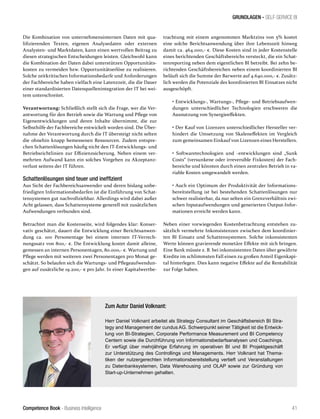 Competence Book - Business Intelligence
GRUNDLAGEN - SELF-SERVICE BI
41
Die Kombination von unternehmensinternen Daten mit qua-
lifizierenden Texten, eigenen Analysedaten oder externen
Analysten- und Marktdaten, kann einen wertvollen Beitrag zu
diesen strategischen Entscheidungen leisten. Gleichwohl kann
die Kombination der Daten dabei unterstützen Opportunitäts-
kosten zu vermeiden bzw. Opportunitätserlöse zu realisieren.
Solche zeitkritischen Informationsbedarfe und Anforderungen
der Fachbereiche haben vielfach eine Latenzzeit, die die Dauer
einer standardisierten Datenquellenintegration der IT bei wei-
tem unterschreitet.
Verantwortung: Schließlich stellt sich die Frage, wer die Ver-
antwortung für den Betrieb sowie die Wartung und Pflege von
Eigenentwicklungen und deren Inhalte übernimmt, die zur
Selbsthilfe der Fachbereiche entwickelt worden sind. Die Über-
nahme der Verantwortung durch die IT übersteigt nicht selten
die ohnehin knapp bemessenen Ressourcen. Zudem entspre-
chen Schattenlösungen häufig nicht den IT-Entwicklungs- und
Betriebsrichtlinien zur Effizienzsicherung. Neben einem ver-
mehrten Aufwand kann ein solches Vorgehen zu Akzeptanz-
verlust seitens der IT führen.
Schattenlösungen sind teuer und ineffizient
Aus Sicht der Fachbereichsanwender und deren bislang unbe-
friedigten Informationsbedarfen ist die Einführung von Schat-
tensystemen gut nachvollziehbar. Allerdings wird dabei außer
Acht gelassen, dass Schattensysteme generell mit zusätzlichen
Aufwendungen verbunden sind.
Betrachtet man die Kostenseite, wird folgendes klar: Konser-
vativ geschätzt, dauert die Entwicklung einer Berichtsanwen-
dung ca. 100 Personentage bei einem internen IT-Verrech-
nungssatz von 800,- €. Die Entwicklung kostet damit alleine,
gemessen an internen Personentagen, 80.000,- €. Wartung und
Pflege werden mit weiteren zwei Personentagen pro Monat ge-
schätzt. So belaufen sich die Wartungs- und Pflegeaufwendun-
gen auf zusätzliche 19.200,- € pro Jahr. In einer Kapitalwertbe-
trachtung mit einem angenommen Marktzins von 5% kostet
eine solche Berichtsanwendung über ihre Lebenszeit hinweg
damit ca. 464.000,- €. Diese Kosten sind in jeder Kostenstelle
eines berichtenden Geschäftsbereichs versteckt, die ein Schat-
tenreporting neben dem eigentlichen BI betreibt. Bei zehn be-
richtenden Geschäftsbereichen neben einem koordinierten BI
beläuft sich die Summe der Barwerte auf 4.640.000,- €. Zusätz-
lich werden die Potenziale des koordinierten BI Einsatzes nicht
ausgeschöpft.
• Entwicklungs-, Wartungs-, Pflege- und Betriebsaufwen-
dungen unterschiedlicher Technologien erschweren die
Ausnutzung von Synergieeffekten.
• Der Kauf von Lizenzen unterschiedlicher Hersteller ver-
hindert die Umsetzung von Skaleneffekten im Vergleich
zum gemeinsamen Einkauf von Lizenzen eines Herstellers.
• Softwaretechnologien und -entwicklungen sind „Sunk
Costs“ (versunkene oder irreversible Fixkosten) der Fach-
bereiche und könnten durch einen zentralen Betrieb in va-
riable Kosten umgewandelt werden.
• Auch ein Optimum der Produktivität der Informations-
bereitstellung ist bei bestehenden Schattenlösungen nur
schwer realisierbar, da nur selten ein Grenzverhältnis zwi-
schen Inputaufwendungen und generierten Output-Infor-
mationen erreicht werden kann.
Neben einer vorwiegenden Kostenbetrachtung entstehen zu-
sätzlich vermehrte Inkonsistenzen zwischen dem koordinier-
ten BI Einsatz und Schattensystemen. Solche inkonsistenten
Werte können gravierende monetäre Effekte mit sich bringen.
Eine Bank müsste z. B. bei inkonsistenten Daten über gewährte
Kredite im schlimmsten Fall einen zu großen Anteil Eigenkapi-
tal hinterlegen. Dies kann negative Effekte auf die Rentabilität
zur Folge haben.
Zum Autor Daniel Volknant:
Herr Daniel Volknant arbeitet als Strategy Consultant im Geschäftsbereich BI Stra-
tegy and Management der cundus AG. Schwerpunkt seiner Tätigkeit ist die Entwick-
lung von BI-Strategien, Corporate Performance Measurement und BI Competency
Centern sowie die Durchführung von Informationsbedarfsanalysen und Coachings.
Er verfügt über mehrjährige Erfahrung im operativen BI und BI Projektgeschäft
zur Unterstützung des Controllings und Managements. Herr Volknant hat Thema-
tiken der nutzergerechten Informationsbereitstellung vertieft und Veranstaltungen
zu Datenbanksystemen, Data Warehousing und OLAP sowie zur Gründung von
Start-up-Unternehmen gehalten.
 