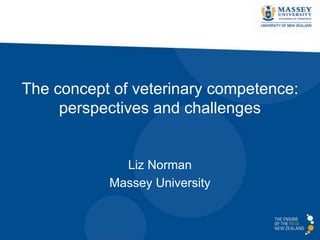 The concept of veterinary competence: 
perspectives and challenges 
Liz Norman 
Massey University 
 