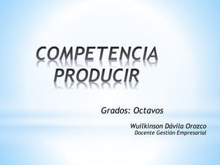 Grados: Octavos
Wuilkinson Dávila Orozco
Docente Gestión Empresarial
 