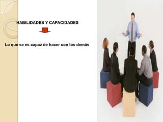 HABILIDADES Y CAPACIDADES
Lo que se es capaz de hacer con los demás
 