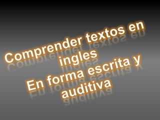 Comprender textos en ingles En forma escrita y auditiva 