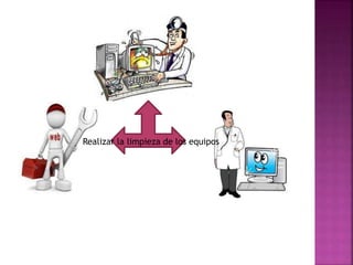 Realizar la limpieza de los equipos
 