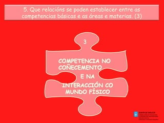5. Que relacións se poden establecer entre as
competencias básicas e as áreas e materias. (3)

 