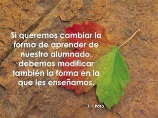 Si queremos cambiar la forma de aprender de nuestro alumnado, debemos modificar también la forma en la que les enseñamos. J. I. Pozo 