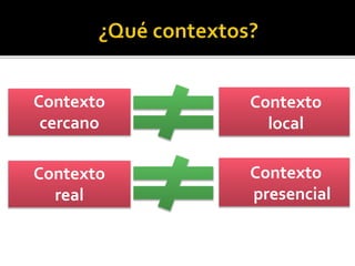 Contexto
presencial
Contexto
real
Contexto
local
Contexto
cercano
 