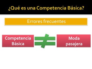 Competencia
Básica
Moda
pasajera
Errores frecuentes
 